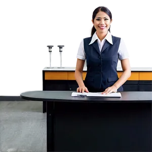 Receptionist At Computer Desk PNG 06272024