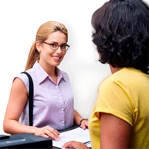 Receptionist Helping Visitor PNG Tsp PNG