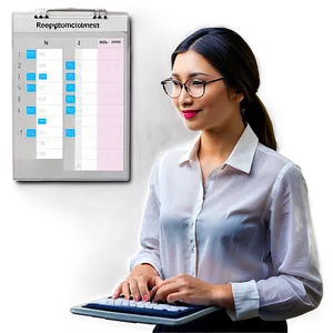 Receptionist Scheduling Appointment PNG Typ PNG