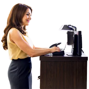Receptionist Typing PNG Evf