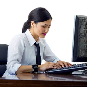 Receptionist Typing PNG Jey