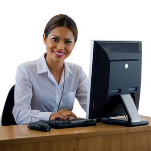 Receptionist With Computer PNG Dag PNG