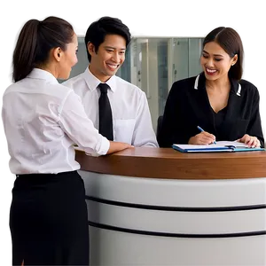 Receptionist With Guests PNG Wom PNG