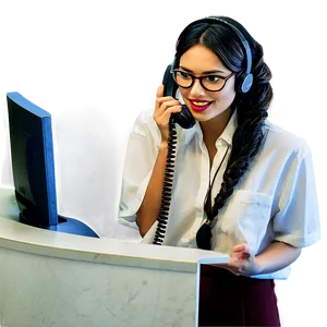 Receptionist With Telephone PNG 93