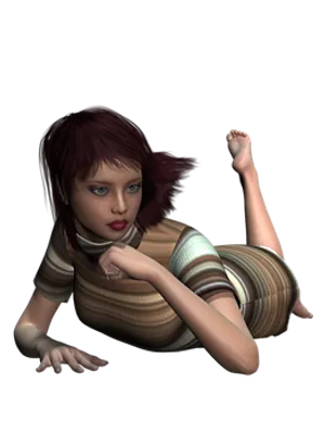 Reclining3 D Animated Female Character