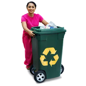 Recycling Bin With Wheels PNG Rla53