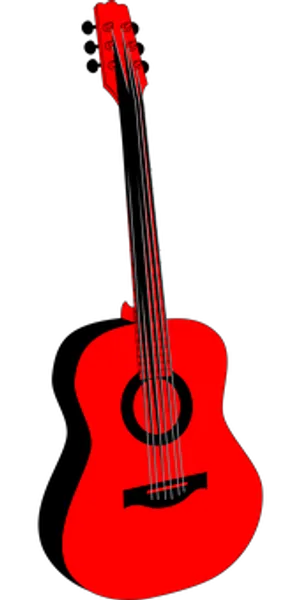 Red Acoustic Guitar Black Background
