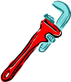 Red Adjustable Wrench Illustration