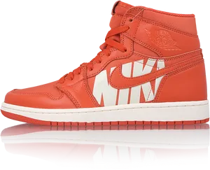 Red Air Jordan1 High Top Sneaker PNG image