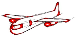 Red_and_ White_ Sketch_of_ Airplane PNG image