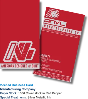 Red Anvil Manufacturing Business Card Design PNG image