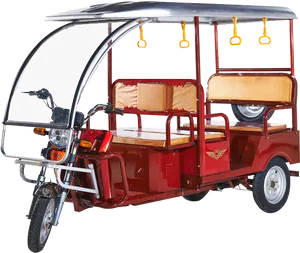 Red Auto Rickshaw Side View PNG image