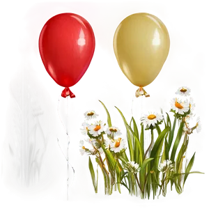 Red Balloons In Nature PNG 42