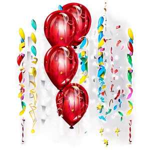 Red Balloons With Confetti PNG Pfv12 PNG