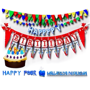 Red Banner For Birthday PNG 06122024
