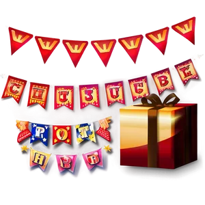 Red Banner For Birthday PNG Jdb