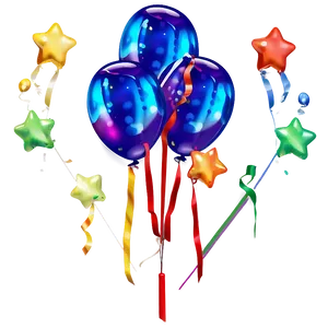 Red Banner With Balloons PNG Shp13