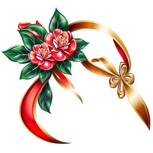 Red Banner With Flowers PNG 06122024 PNG