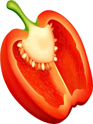 Red Bell Pepper Half Cross Section PNG image