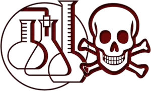 Red Black Chemistry Skulland Crossbones PNG image