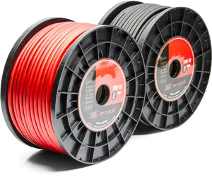 Red Black Electrical Wire Spools PNG image