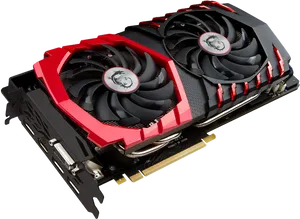 Red Black Gaming Graphics Card PNG image