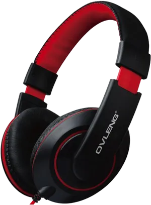 Red Black Over Ear Headphones PNG image