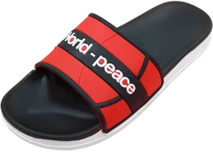 Red Black Peace Slide Sandal PNG image