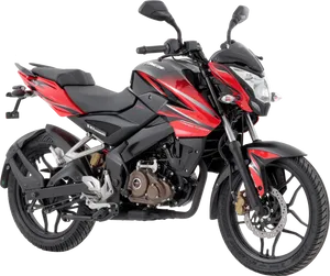 Red Black Pulsar Motorcycle Profile View PNG image