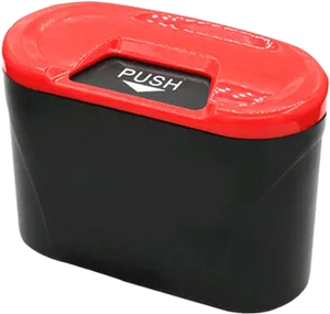 Red Black Push Lid Trash Can