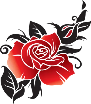 Red Black Rose Tattoo Design