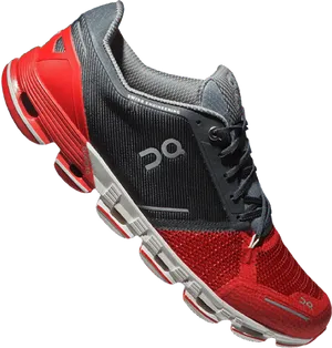 Red Black Running Shoe Profile View PNG image