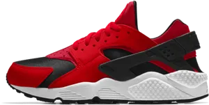 Red Black Sports Sneaker Side View PNG image