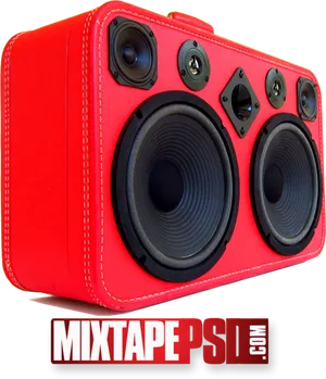 Red Boombox Speakers PNG image