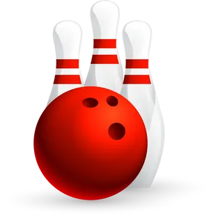 Red Bowling Balland Pins PNG image