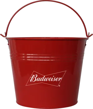 Red Budweiser Branded Plastic Bucket PNG image