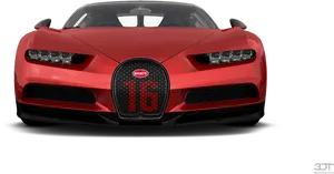 Red Bugatti Chiron Front View