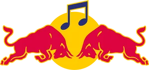 Red Bull Logowith Musical Note PNG image