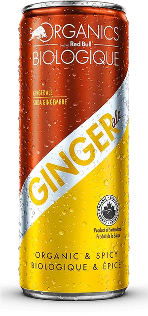 Red Bull Organics Ginger Ale Can PNG image