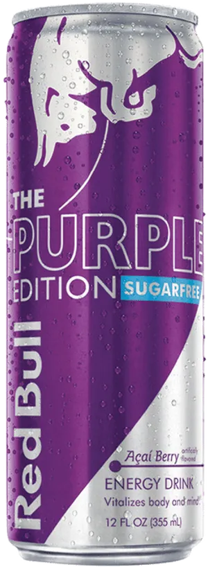 Red Bull Purple Edition Sugarfree Can PNG image