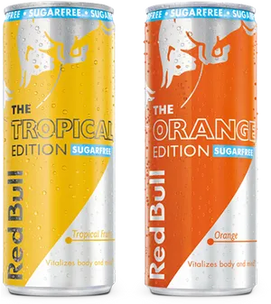 Red Bull Tropical Orange Edition Cans PNG image