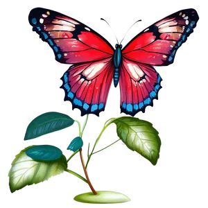 Red Butterfly In Garden Png Bix86 PNG image