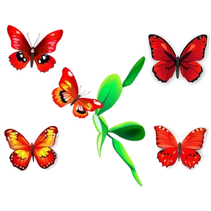 Red Butterfly Landing PNG 06122024