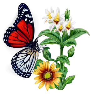 Red Butterfly On Flower Png 06122024 PNG image