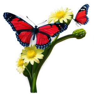 Red Butterfly On Flower PNG Lap PNG