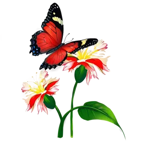 Red Butterfly On Flower Png Ngu44 PNG image