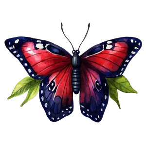 Red Butterfly Watercolor Png 06122024 PNG image