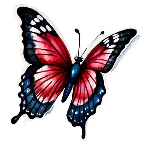 Red Butterfly Watercolor PNG Kmp PNG