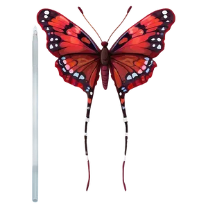 Red Butterfly With Antennae PNG Thd