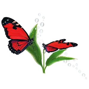 Red Butterfly With Dew Png 06122024 PNG image